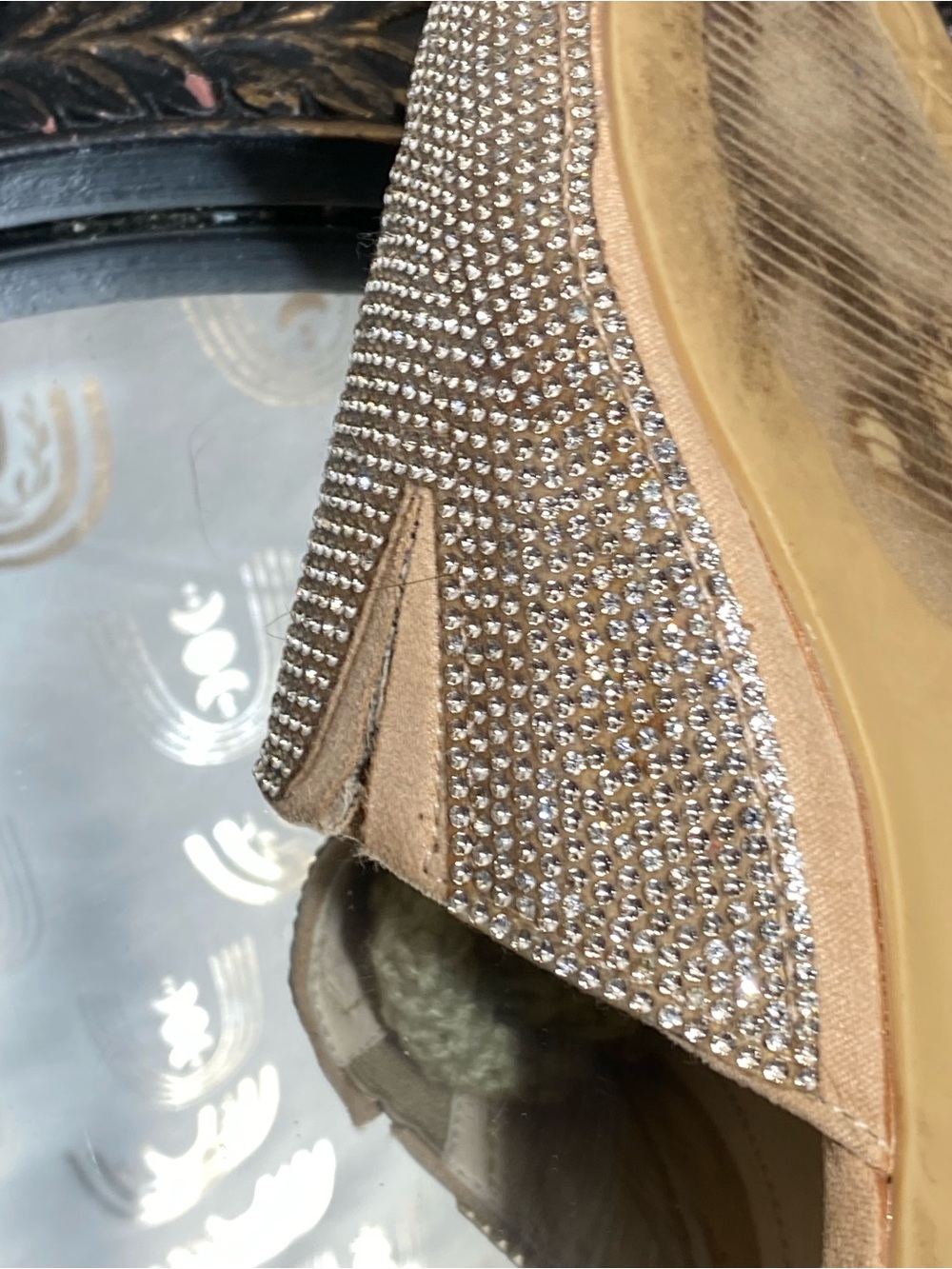 MICKA Gold Rhinestone Pointed-Toe Slip-On Mules - Picture 8 of 9